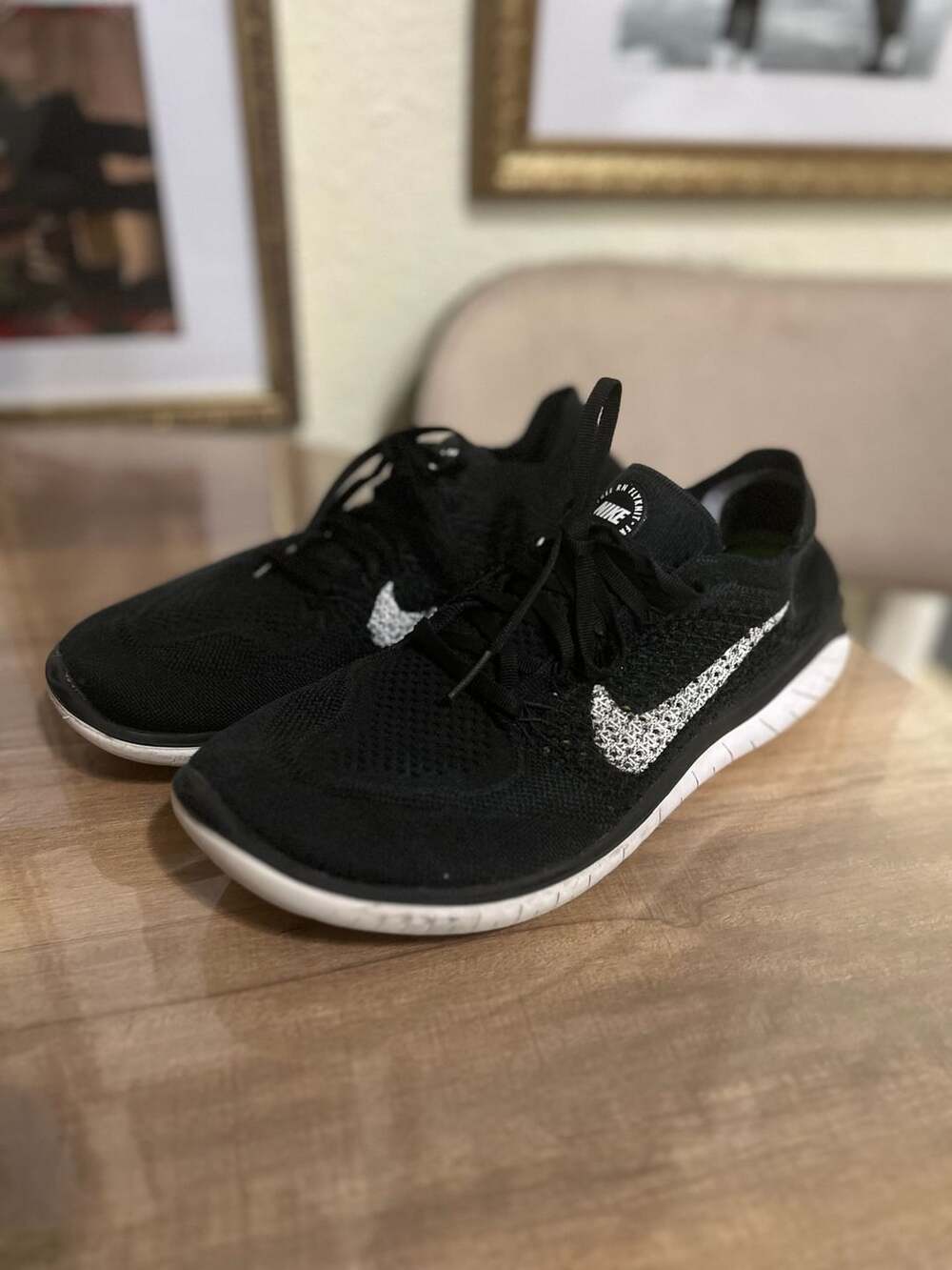 Men’s Nike Free RN Flyknit 2018 Black White Running Shoes